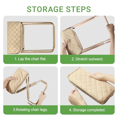 Portable Backpack Stool, Lightweight Folding Seat for Hiking | Durable Steel Construction, Thickened Fabric Seat, Easy Carrying, Outdoor Adventures, Travel-Friendly Design - color: Khaki