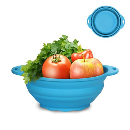 Collapsible Silicone Mixing Bowl - 1800ml(60 fl oz) - BPA Free, Dishwasher Safe, Non-Slip Base Salad Bowls for Kitchen, Camping & Travel (Blue) - color: Blue