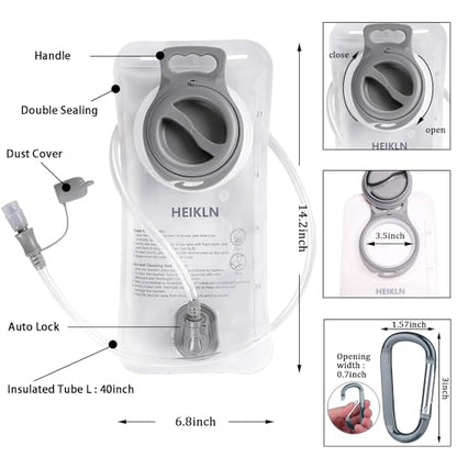 HEIKLN Hydration Bladder 1.5L-2L-2.5L-3L,Leak Proof Water Reservoir, BPA Free Military Water Storage Bladder Bag Hydration Pack Replacement Easy Clean for Bicycling Hiking Camping Hunting Running - color: 2L White