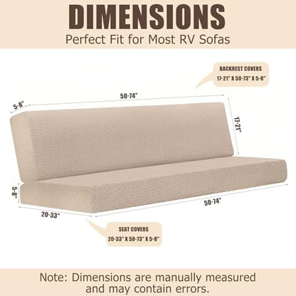 2 Piece RV Couch Covers for Sofa Bed, Stretch Elastic Camper Slipcover for RV Jackknife Sofa Bed, Washable Anti-Slip Furniture Protector, Pet Friendly & Wrinkle Free (Khaki) - color: Khaki