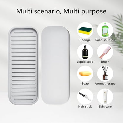 Silicone Sponge Holder Kitchen Sink Organizer Tray Dish Caddy Soap Dispenser, Scrubber Spoon Holder,Dishwashing Accessories 2 Pack (White) - color: White