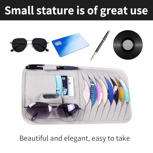 1 Pcs Grey Car Sun Visor Cd Holder, Car DVD Vehicle Visor Case,Fits for Most Car - color: Grey