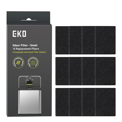 EKO Odor Filter Refills for Food Waste Bin and Compost Bin, Activated Carbon Deodorizer, Small Replacement Filters, Pack of 12 - size: Filter Refill (Small Size)