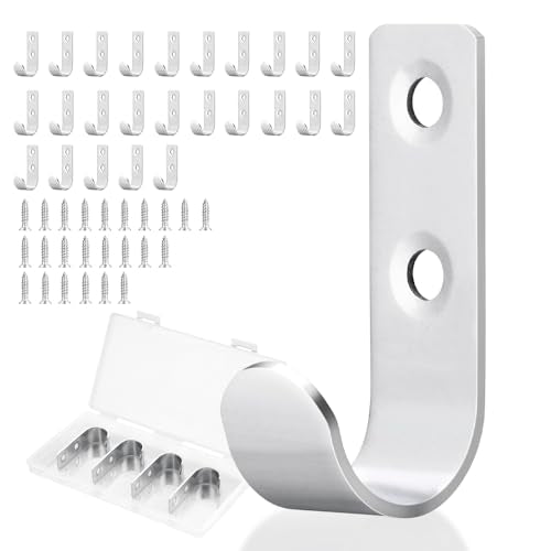25 Pack U Shaped Wall Hooks for Hanging Coats Bags and Keys, Single Robe & Towel Hooks Stainless Steel Utility Hooks for Hats Indoor Outdoor. Silver. - color: Silver, size: 25 PCS