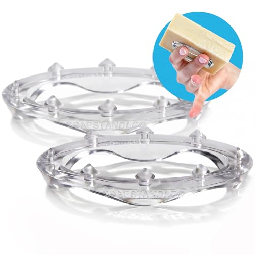 SoapStandle Bar Soap Gripper | No Goo or Mess Soap Holder for Bath and Showers | Made from Post Consumer Plastic Non Slip Quick Dry Bar Soap Holder | Clear - 2-Pack - color: Clear