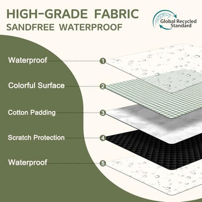 Genovega Waterproof Picnic Blanket Beach Outdoor Camping Mat Rug Extra Large Foldable Cute Big Travel Essential Accessories Gift Park Patio Lawn Garden Grass Ground Music Festival Must Have Checkered - color: Checkered Red