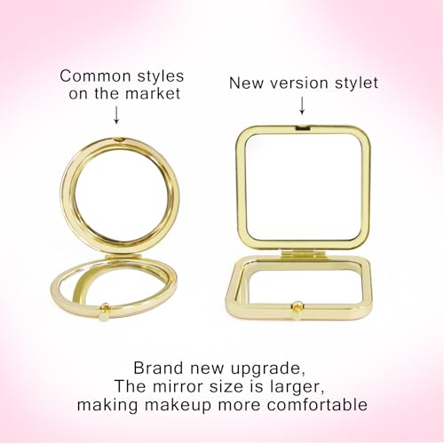 Magnifying Compact Peacock Cosmetic Mirror 2.8 Inch Square Handheld Travel Pocket Makeup Mirror Gold - color: Golden 4