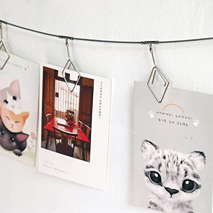 TFu Wall Hanging Photo Display, DIY Picture Photo Frame String with 12 Clips for Hanging Photos Notes and Artworks … - size: Rhombus clip