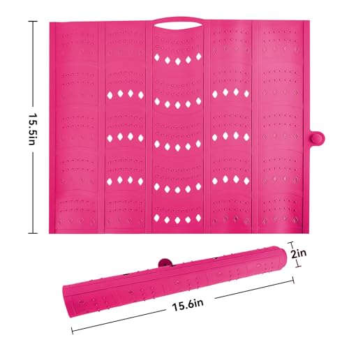 BRIAN & DANY Makeup Mat for Sink, Bathroom Sink Cover for Counter Space, Foldable Silicone Sink Mat Organizer Countertop RV Space Saver, Pink, 19.3" x 15.5" - color: Pink