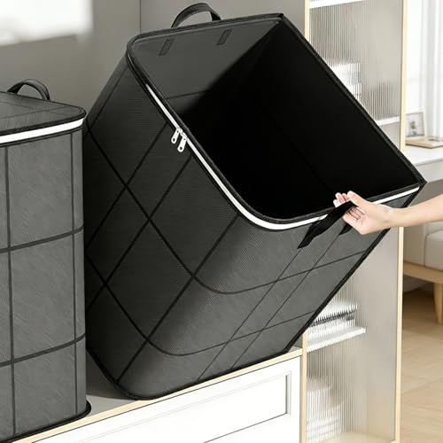 210 L Large Capacity Storage Bags, Waterproof & Dustproof Foldable Closet Organizers, Heavy Duty Moving Bags with Handles & Zippers for Clothes, Comforters, Blankets 1 PCS