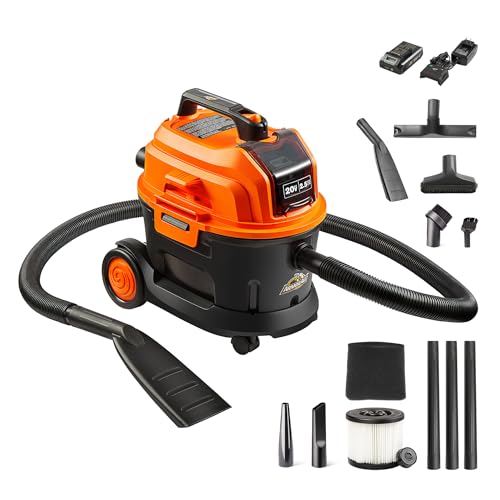Armor All 2.5 Gallon Max 20V Cordless Wet/Dry Shop Vacuum – DAA202W 0901 | Cordless Convenience, Powerful Wet/Dry Cleanup, Built for Auto Detailing, Portable Everyday Cleaning, Grab-and-Go Design - size: 2.5 Gallon-DC