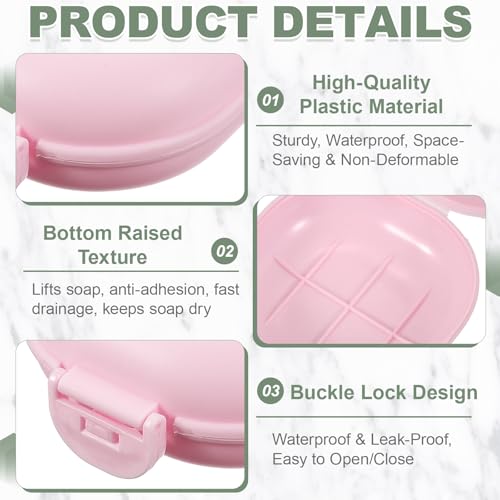 uxcell 2 Pcs Travel Soap Case, Portable Travel Soap Box Waterproof Holder Case, Airtight Dish Container with Lid for Shower Bathroom Outdoor Home Gym Hiking (Round, Pink) - color: Pink