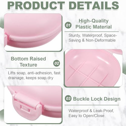 uxcell 2 Pcs Travel Soap Case, Portable Travel Soap Box Waterproof Holder Case, Airtight Dish Container with Lid for Shower Bathroom Outdoor Home Gym Hiking (Round, Pink) - color: Pink