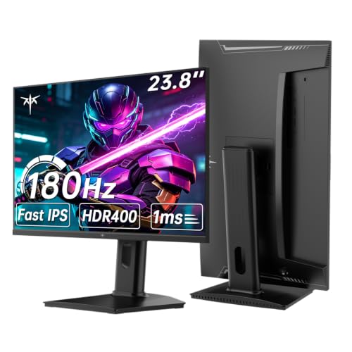 KTC 24 inch Gaming Monitor QHD 180Hz, Fast IPS 1440p Computer Monitor, Up to 185Hz, 1ms, G-Sync/FreeSync, HDR400, Height Adjustable, 2 x HDMI, 1 x DP H24T7 - color: Black, size: 23.8-inch