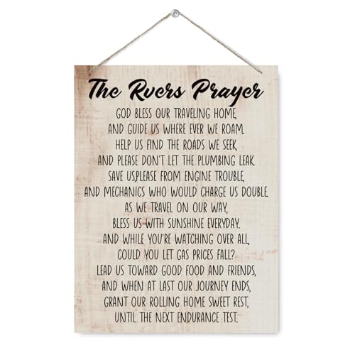 Camping Decor, Funny Camping Sign - The RVers Prayer God Bless Our Traveling Home, Wood Hanging Sign, Home RV Camper Decor, Camper Decorations Accessories for Inside, Campers Gifts - color: HOME 22
