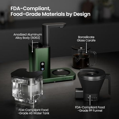 Kismile SCA-Certified 8 Cup Drip Coffee Maker, Pour Over Coffee Machine with 3s Instant Heat 197–205℉, Adjustable Flow Control, Removable Water Tank, Deep Cold Brew & 40 Min Keep Warm (Olive Green) - color: Olive Green
