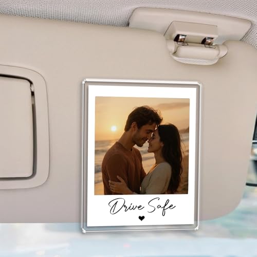 IZI POD Personalized Couple Photo Car Visor Clip, Drive Safe I Love You Car Accessory, Custom Photo Gift for Boyfriend or Girlfriend, Romantic Drive Safe Gift For Valentine - color: Design 2