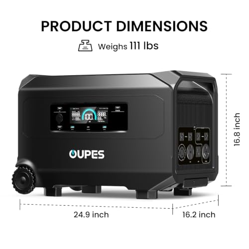 OUPES Guardian 6000 Portable Power Station, 120V/240V 6000W AC Output, 4608Wh LiFePO4 Battery Expandable to 41kWh, Home Transfer Switch Ready Solar Generator for Home Use, Emergency, Road Camping, RV - style: Guardian 6000