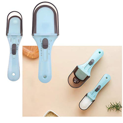 Kare & Kind 2x Adjustable Measuring Cups/Spoons - Large and Small - Imperial and Metric - Oz, Ml, Cups, Tbsp, Tsp - Adjustable Space Saving Kitchen Tool for Cooking and Baking - Wet and Dry
