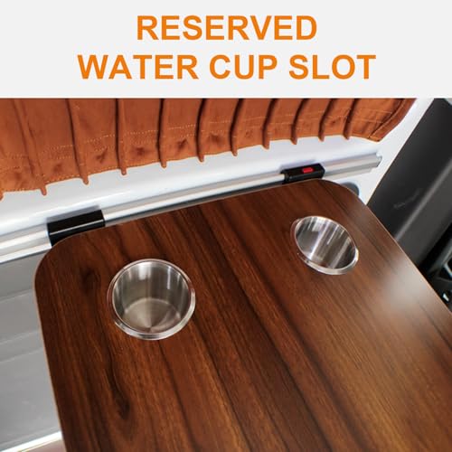 RV Dinette Table, Foldable RV Table with Two Cup Slots, Solid Wood Wall Mount Folding Picnic Table, Lightweight RV Table for Small Space, RV, Home Office, Bedroom or Kitchen(Black) - color: Black