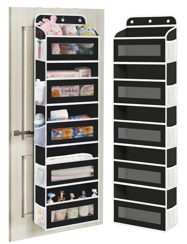 KYEVIS Over The Door Organizer, 5 Shelves Closet Door Hanging Organizer with 10 Mesh Pockets, Nursery Closet Organizer, Baby Essentials, Dorm Room Essentials for Girls - color: C Black, size: 1 Pack