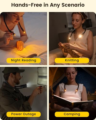 Glocusent Neck Book Light, 1200mAh Rechargeable Neck Reading Light, Hands Free Book Lights for Reading at Night, 5 Colors & 5 Brightness, Private Lightweight Book Reading Light in Bed for Book Lovers - color: Black