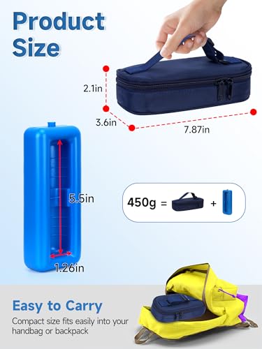 YOUSHARES Insulin Vials Cooler Travel Case - TSA Approved Diabetic Med & peptide Vial Cooling Bag with Protective Ice Brick, Refrigerated Diabetes Supplies Organizer, Small Bottle Carrying Storage - color: 01_Navy Blue
