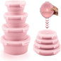 Collapsible Bowls with Lids, Space Saving Food Storage Containers for Rv Camping Essentials, Camper Must Haves Rv Camping Accessories for Trailers inside, Salad Container for Lunch pink