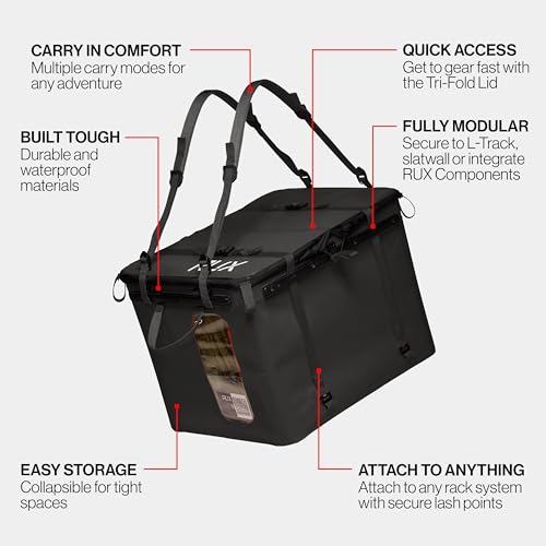 RUX 70L Collapsible Gear Box (Black) - Modular Adventure Storage Solution For Camping Storage, Overlanding, Off-road And Van Life - Weatherproof, Durable and Multifunctional - color: Black