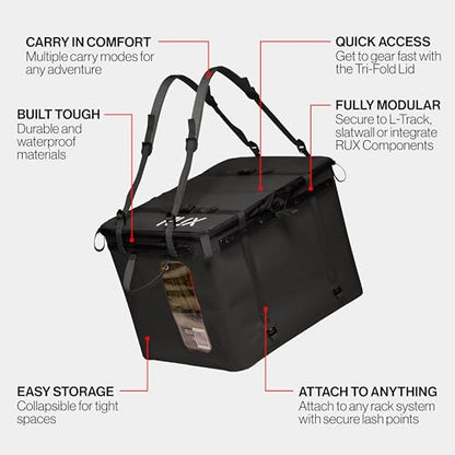 RUX 70L Collapsible Gear Box (Black) - Modular Adventure Storage Solution For Camping Storage, Overlanding, Off-road And Van Life - Weatherproof, Durable and Multifunctional - color: Black