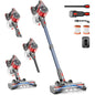 BSNAW Cordless Stick Vacuum Cleaner - Rechargeable, 35Kpa Powerful Vacuums with Detachable Battery, LED Display, 45Mins Runtime, 8 in 1 Handheld Vacuum for Hardfloor & Carpets Pet Hair, Red