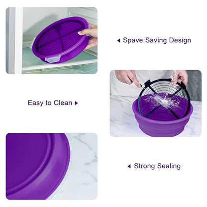 FJNATINH Collapsible Batter Bowl - Mess Free Better Breader Shaker Bowl with Lid Breading Shaker Container - Great for Fried Fish, Fried Chicken, Onion Rings, Wings,No Leak,Easy to Store,Purple - color: Purple