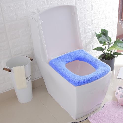 3 Pack Thickened Toilet Seat Cover Pads - Soft, Stretchable, Washable, Warm, Comfortable Bathroom Toilet Seat Covers for Round & Elongated 14x18” Toilets, Non-Slip, Durable - color: 3color-xl