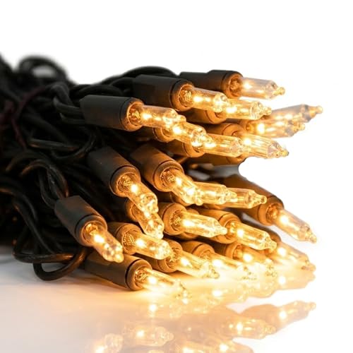 Vigdur 2 Packs 13ft 50 Clear Outdoor String Lights on Brown Wire Cord, UL Approved Connectable Outdoor Lights for Xmas Patio Home Party Garden Decor(Brown) - color: Browns