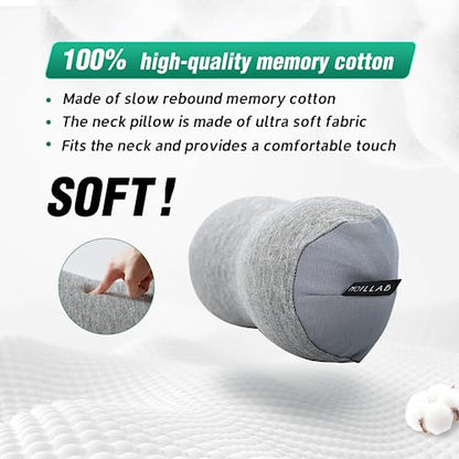 Small Travel Neck Pillow 100% Pure Memory Foam Nap Pillow, Super Soft Neck Support Travel Pillow