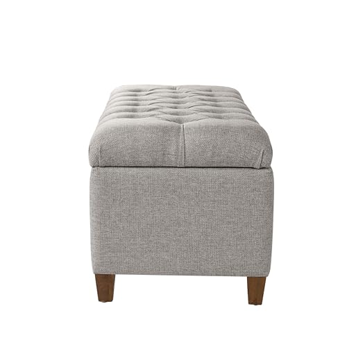 HomePop Ainsley 40" Storage Ottoman Bench - Gray Fabric - color: Gray Fabric