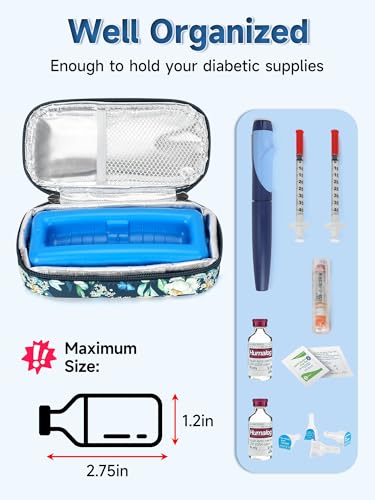 YOUSHARES Peptide Vials Cooler Travel Case - TSA Approved Diabetic Insulin Vial Cooling Bag with Protective Ice Brick, Refrigerated Diabetes Supplies Organizer, GLP-1 Medication Storage - color: 01_camellia