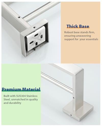 Alise Double Towel Bar, 32" SUS304 Stainless Steel Towel Racks for Bathroom, Long Bathroom Towel Rack Wall Mounted, Heavy Duty Towel Holder, Brushed Nickel - color: Brushed Nickel, size: Double 32 Inch