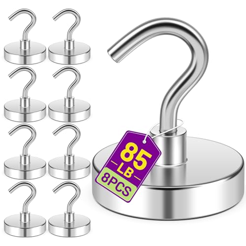 Magnetic Hooks for Cruise Cabins, 85lbs Silver Magnetic Hooks for Classroom, Magnets for Whiteboard, Kitchen, Grills, Office, Fridge, Home, Kitchen Accessories, 8 Pack - color: Silver, size: 0.98 inches
