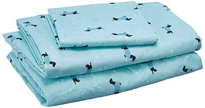 Intelligent Design Microfiber Cozy Bed Sheet Set, Modern All Season Bedding & Pillowcases, Premium 14" Elastic Pocket Fits up to 16" Mattress, Twin XL Aqua Dogs, 3 Piece - color: Aqua Dogs, size: Twin XL