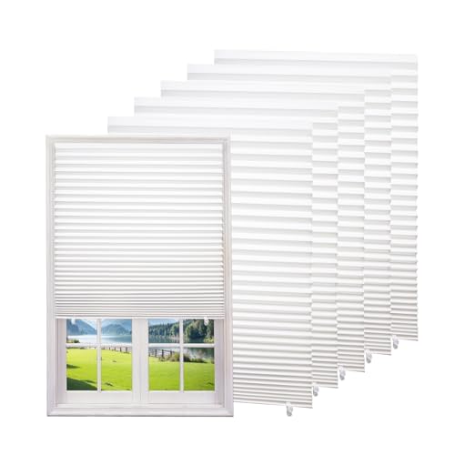 Changshade 12-Pack Temporary Light Filtering Paper Blinds for Window, Cut to Size Adhesive Paper Shades, Stick on Pleated Blinds,No Drill Easy Install,36" W x 72" H,White - color: White, size: 36"W x 72"H - 12 PC