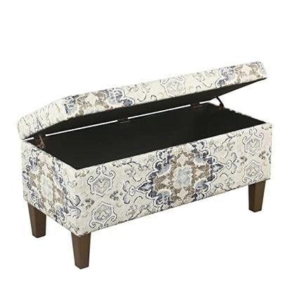 HomePop 36" Storage Ottoman Bench with Hinged Lid - Antiqued Medallion Ebony & Cream - color: Antiqued Print Ebony and Cream