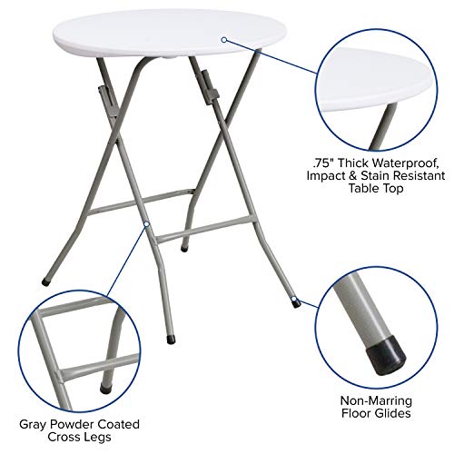 Flash Furniture Elon 2' Round All-Occasion Plastic Folding Event Table, Folding Banquet Table for Indoor/Outdoor Events, White - size: 2 ft