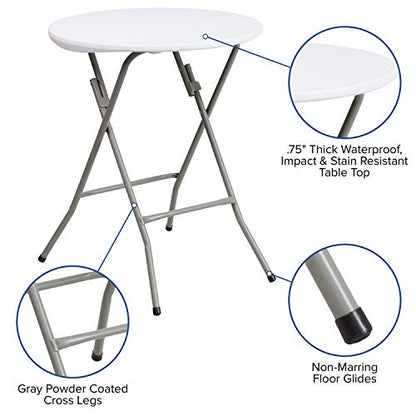 Flash Furniture Elon 2' Round All-Occasion Plastic Folding Event Table, Folding Banquet Table for Indoor/Outdoor Events, White - size: 2 ft