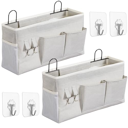 2pcs Large Wall Hanging Storage Bag, Door Closet Linen Fabric Pockets Organizer, Waterproof Multi Functional for Living Room Bedroom Bathroom Kitchen Office RV Camper with Hooks Grey - color: 2Pcs-All Grey