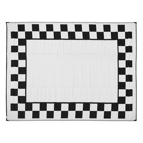 Venture Forward Reversible RV Patio Mat, Checkered Frame, 9’ x 12’