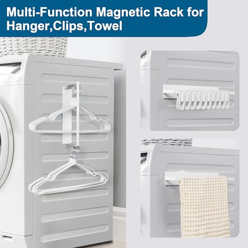 EASTTOWEST Magnetic Hanger Organizer Stacker,Clothes Hanger Storage Rack,Hanger Holder for Closet Laundry Room Washing Machine,White - color: White