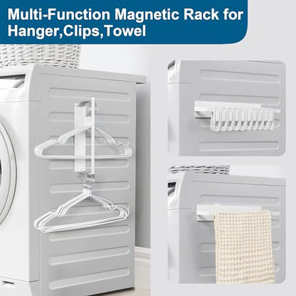 EASTTOWEST Magnetic Hanger Organizer Stacker,Clothes Hanger Storage Rack,Hanger Holder for Closet Laundry Room Washing Machine,White - color: White