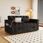 65" Foldable RV Love Seat Sofa, Modern Velvet Pull Out Couch with Table Board and UAB, Convertible Love Seat Sofa Bed with Adjustable Back and Pillow for Living Room, Small Spaces(Black, 2 Seat) - color: Black, size: 2 Seat