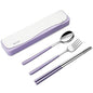DEVICO Travel Utensils, Portable 18/8 Stainless Steel Silverware Flatware Set, Include Fork Spoon Chopsticks with Case (Purple) - color: Purple